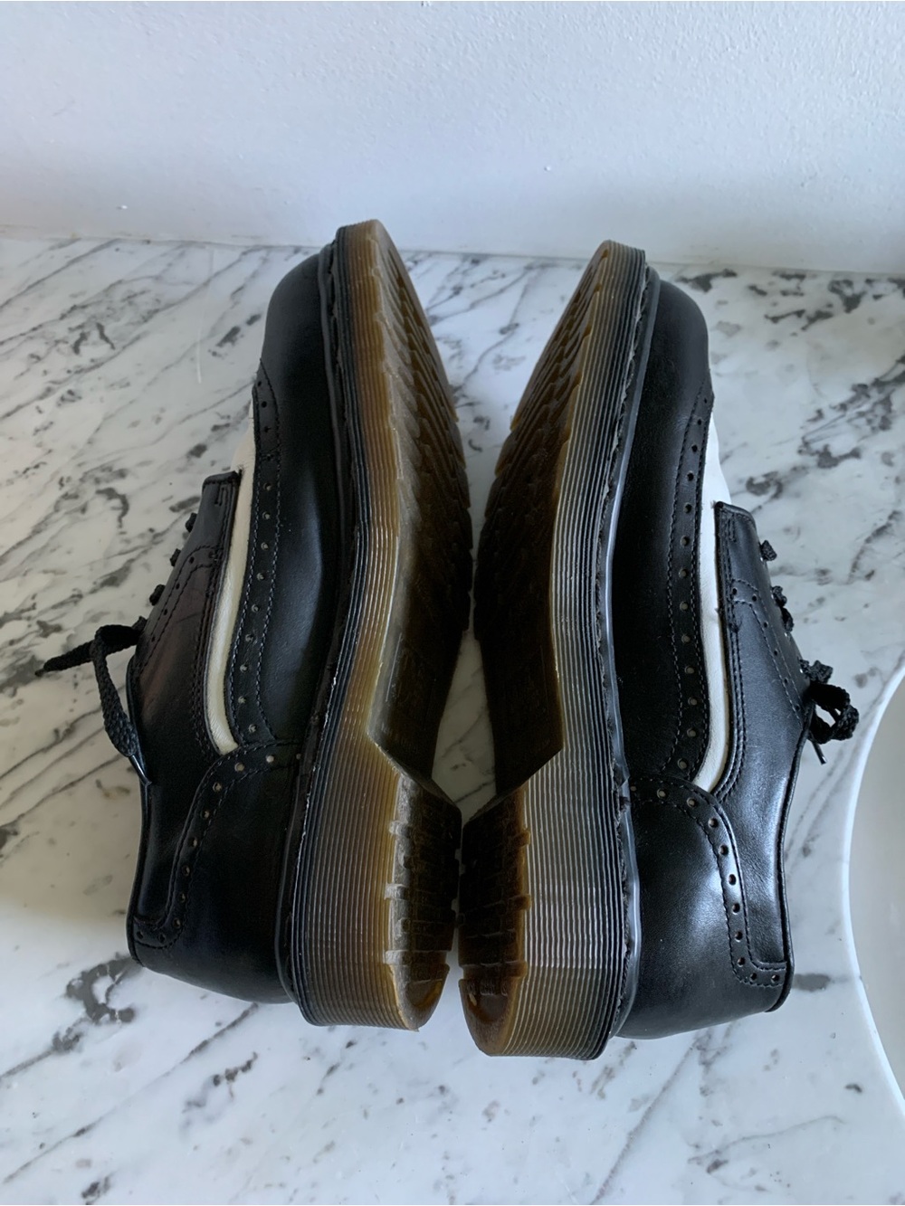 Men’s Dr. Martens Black and White Leather Wingtip Oxfords. - Picture 10 of 16